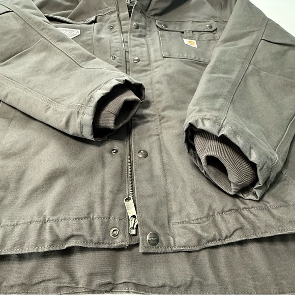 Carhartt Hoodie Utility Jacket Men’s XL Sherpa Lined Washed Duck Outerwear Gray - Picture 7 of 15